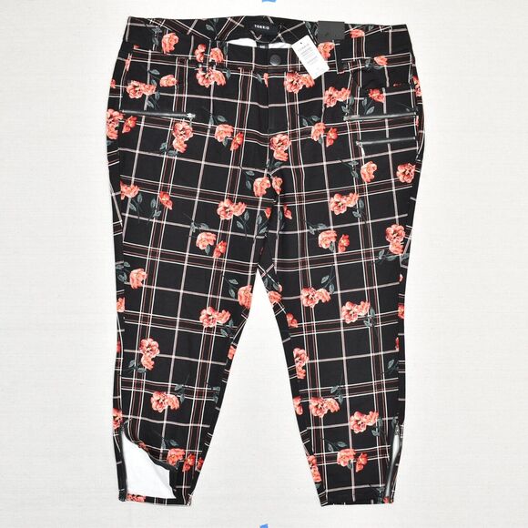 NEW Torrid Women's Skinny Pants Floral Zip Rayon Black Plus Size 22 Ankle Zip - Picture 3 of 8